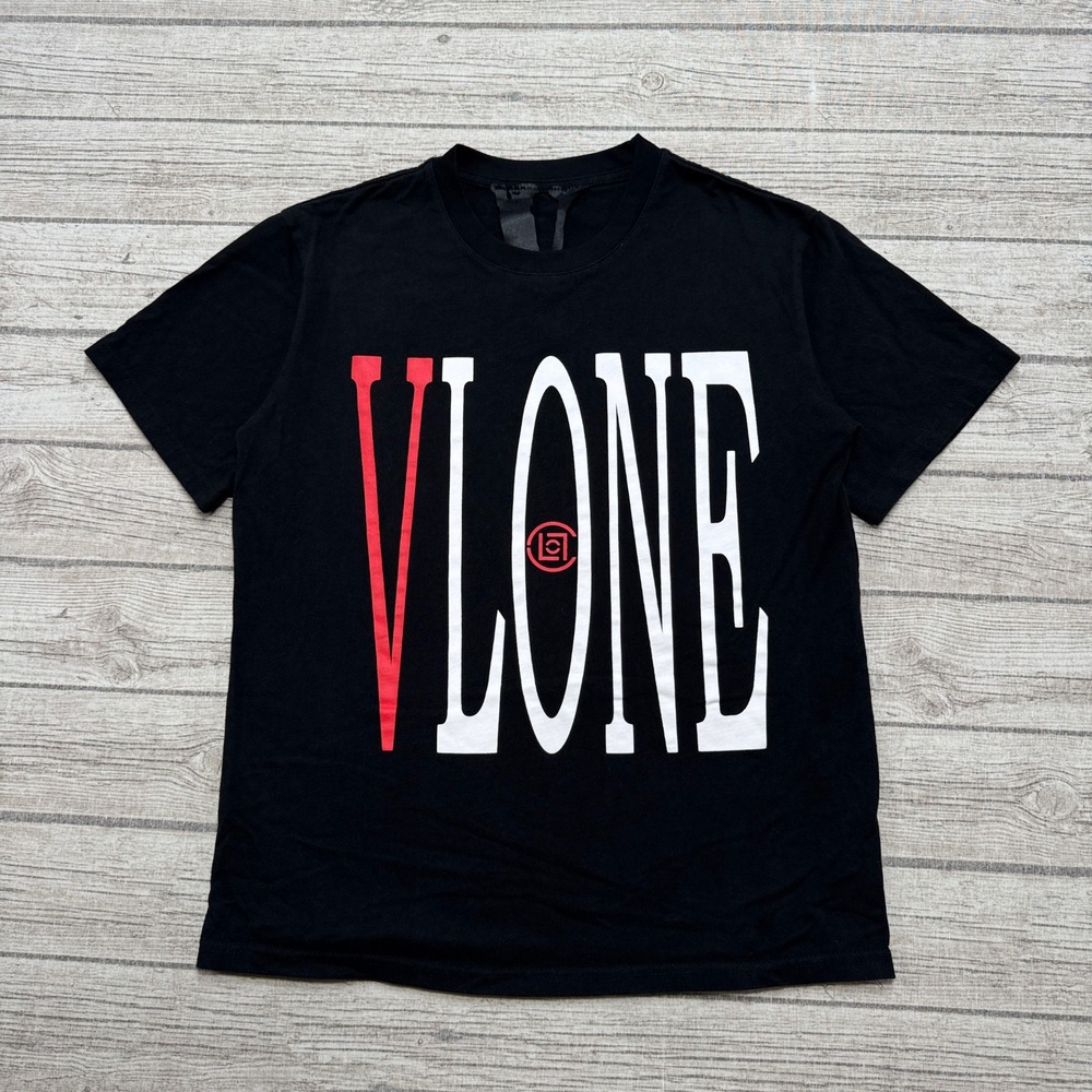 VLONE x Palm Angels T-Shirt Men's Medium Black Red Cotton Streetwear Made In USA
